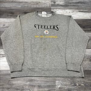 Vintage 90s 1995 Lee Pittsburgh Steelers AFC Champions Gray Men L NFL Sweatshirt